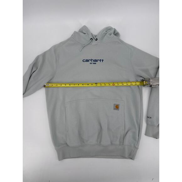 Carhartt Force Logo Hoodie Fleece Lined Kangaroo Pocket Blue Size Medium Relax - Picture 6 of 8